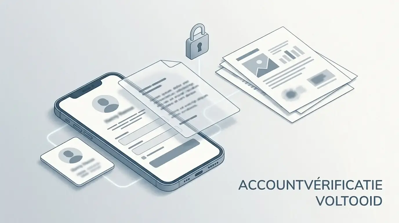 Een speler controleert accountgegevens voordat een identiteitscontrole wordt afgerond
